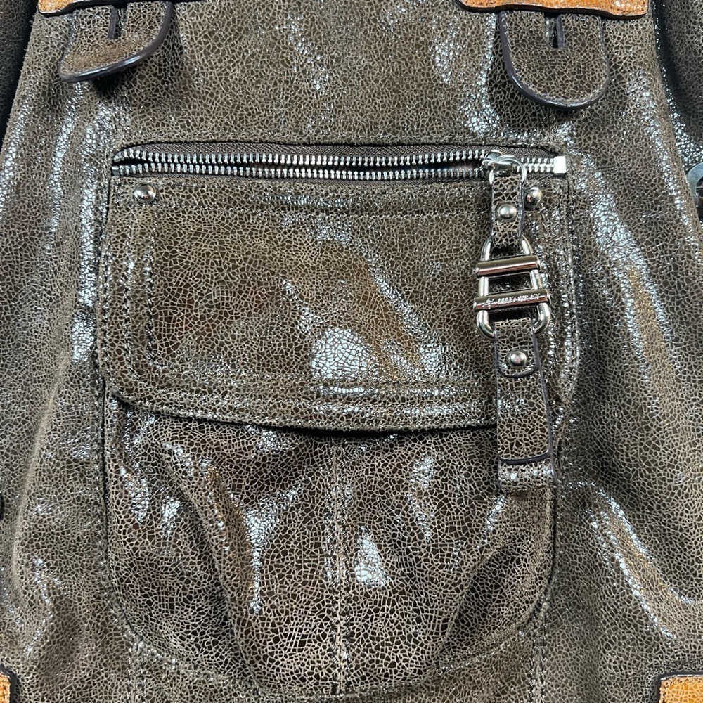 B.Makowsky Brown Metallic Leather Large Shoulder/Crossbody Bag/ Handbag - Picture 5 of 13